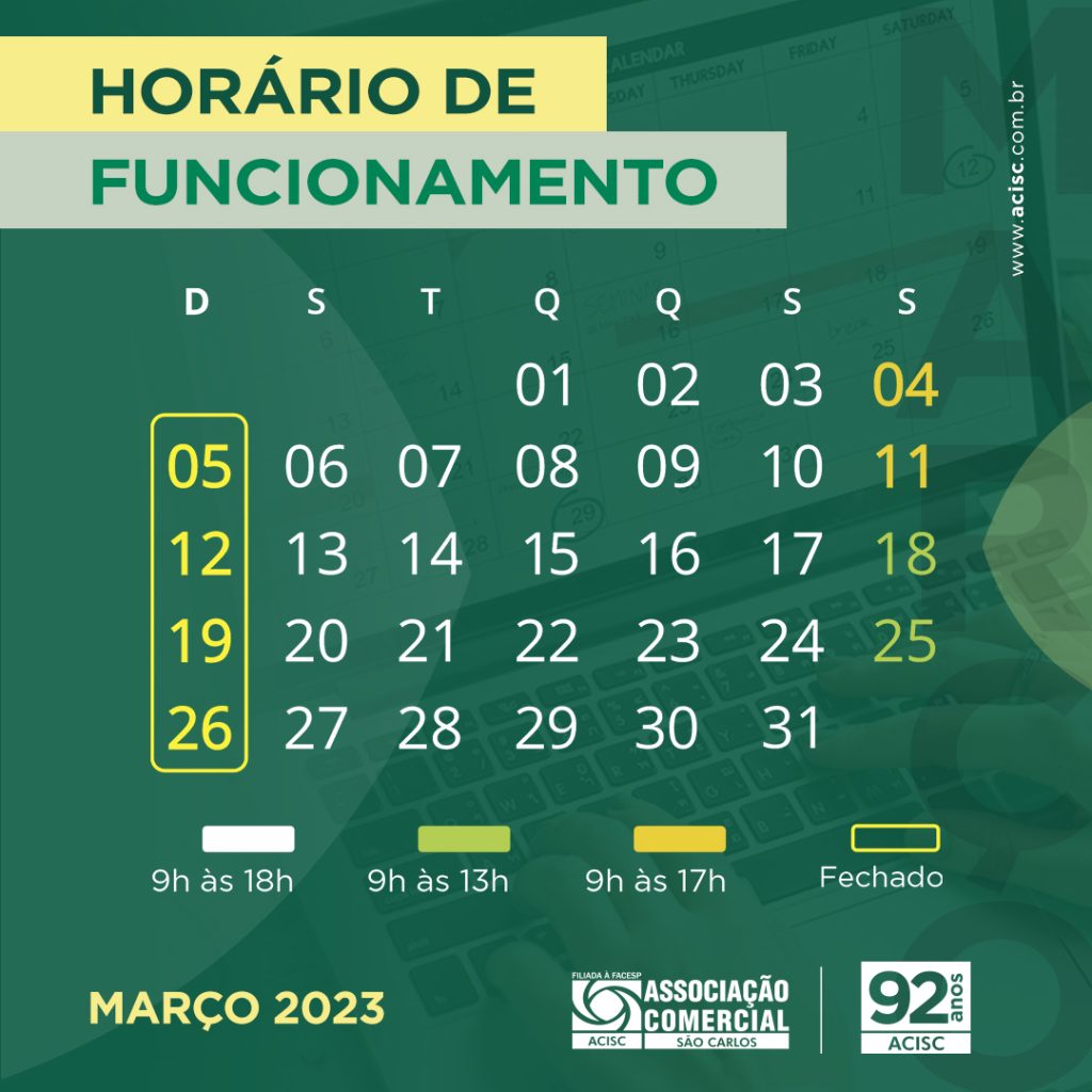 Horário do Comércio em Maio