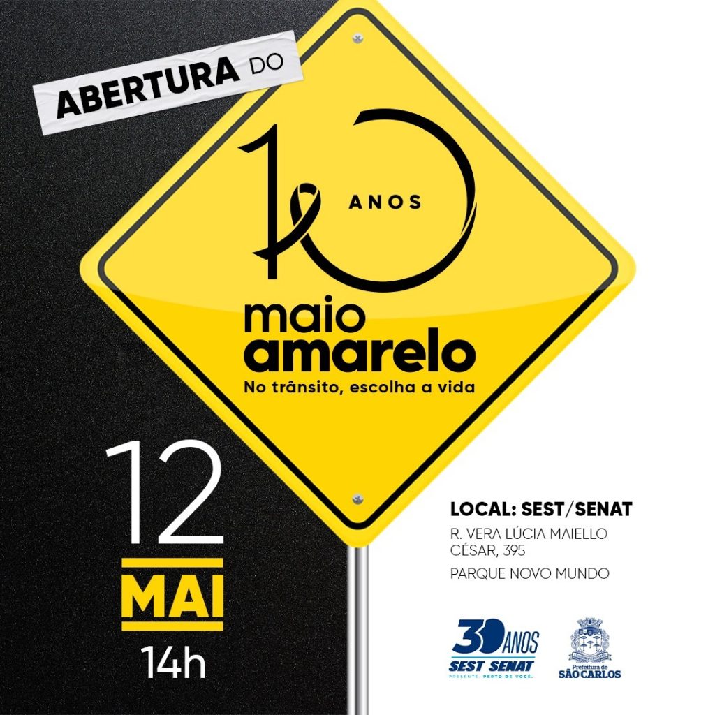 CAMPANHA MAIO AMARELO COMEÇA NESTA SEXTA-FEIRA EM SÃO CARLOS