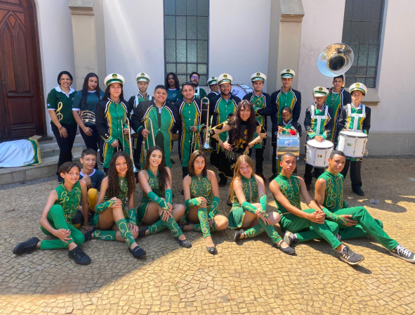 Banda Marcial de Ibaté participa da Semana Cultural Gustavo Teixeira em São Pedro