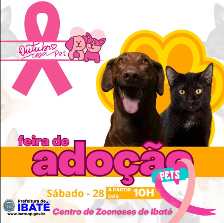 Centro de Zoonoses promove feira de adoção neste sábado (28), em parceria com o evento “Outubro Rosa Pet”