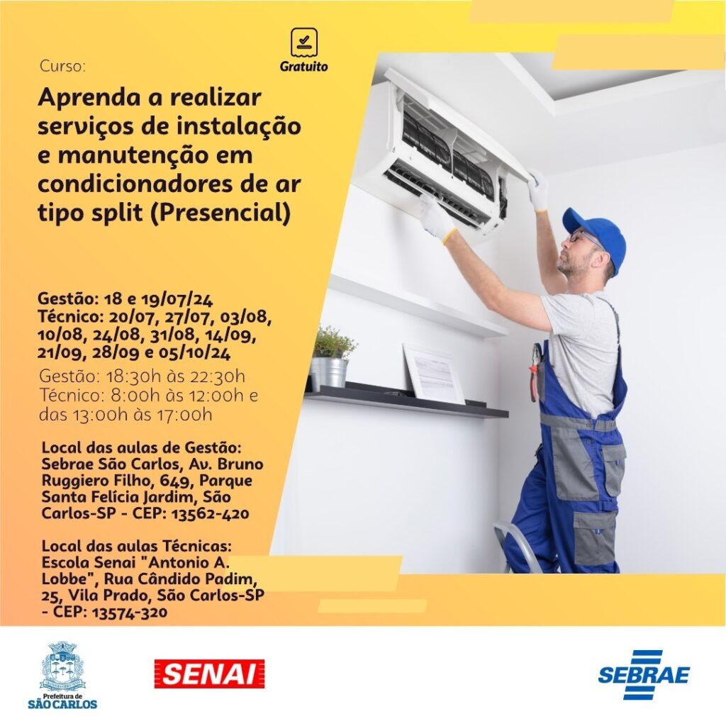 SMTER OFERECE CURSO DE INSTALAÇÃO E MANUTENÇÃO EM CONDICIONADORES DE AR TIPO SPLIT