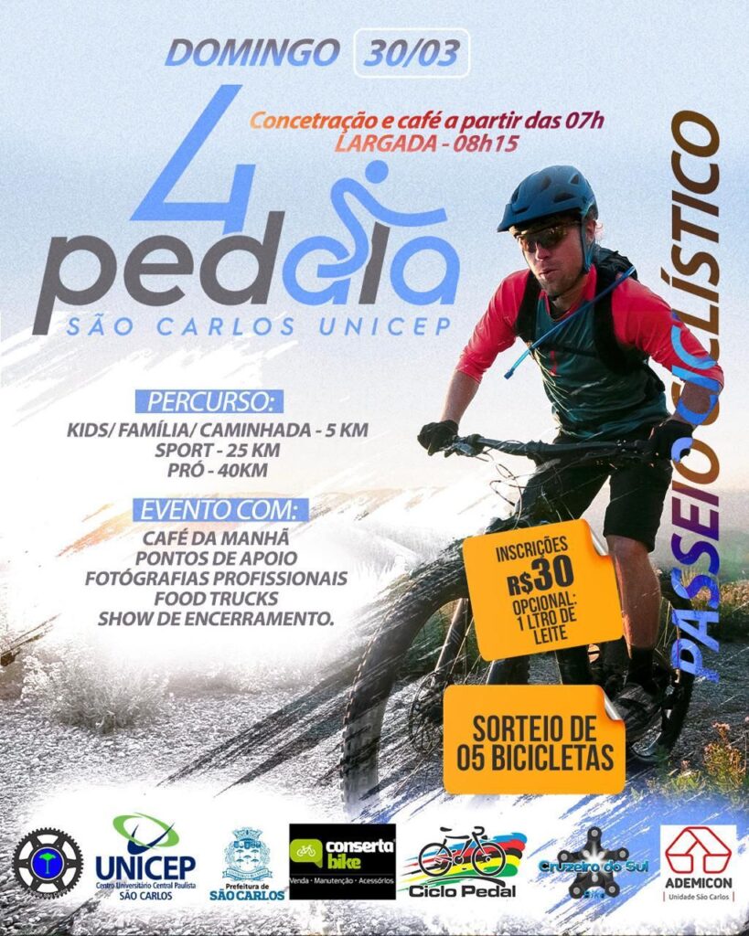DOMINGO ACONTECE O 4º PEDALA SÃO CARLOS