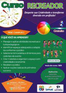 FESC ABRE INSCRIÇÕES PARA CURSO GRATUITO DE RECREADOR