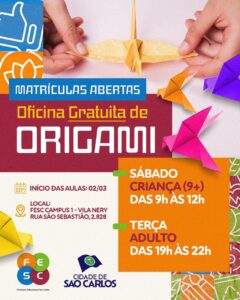 FESC ABRE INSCRIÇÕES PARA OFICINA DE ORIGAMI GRATUITA